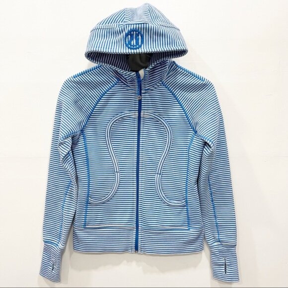 Lululemon Scuba Hoodie Stretch Slope Stripe Beaming Blue Size 4 - Picture 1 of 12